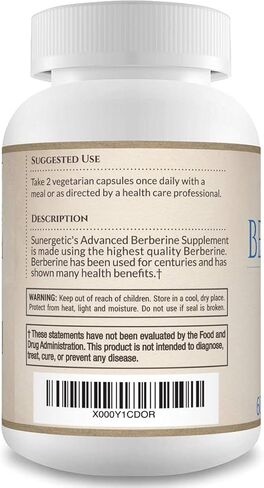 Premium Berberine Supplement - 1200mg of Berberine Per Serving - Berberine HCL Supplement Non-GMO - Immune Support- 60 Berberine Capsules in Kuwait