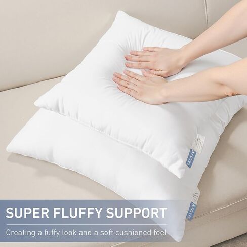 Leeden 12x20 Pillow Inserts Pack of 2, Fluffy Lumbar Throw Pillow Inserts, Soft Rectangle Decorative Throw Pillows for Couch, Sofa, Bed, and Home Decor White Pillows in Saudi Arabia