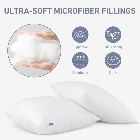 Leeden 12x20 Pillow Inserts Pack of 2, Fluffy Lumbar Throw Pillow Inserts, Soft Rectangle Decorative Throw Pillows for Couch, Sofa, Bed, and Home Decor White Pillows in Saudi Arabia