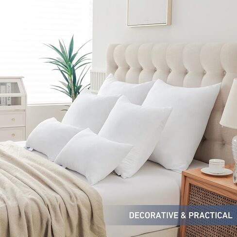 Leeden 12x20 Pillow Inserts Pack of 2, Fluffy Lumbar Throw Pillow Inserts, Soft Rectangle Decorative Throw Pillows for Couch, Sofa, Bed, and Home Decor White Pillows in Saudi Arabia