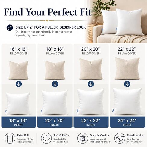 Leeden 12x20 Pillow Inserts Pack of 2, Fluffy Lumbar Throw Pillow Inserts, Soft Rectangle Decorative Throw Pillows for Couch, Sofa, Bed, and Home Decor White Pillows in Saudi Arabia