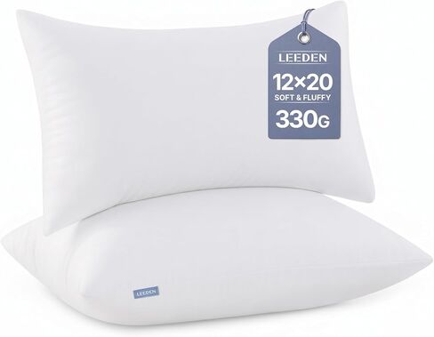 Leeden 12x20 Pillow Inserts Pack of 2, Fluffy Lumbar Throw Pillow Inserts, Soft Rectangle Decorative Throw Pillows for Couch, Sofa, Bed, and Home Decor White Pillows in Saudi Arabia