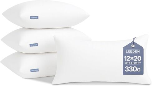 Leeden 12x20 Pillow Inserts Pack of 2, Fluffy Lumbar Throw Pillow Inserts, Soft Rectangle Decorative Throw Pillows for Couch, Sofa, Bed, and Home Decor White Pillows in Saudi Arabia