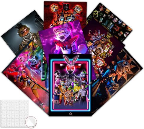 Pounchi Horror Game Posters (8 Pcs with Glue Dots) 11.2" x 16.5" Cartoon HD Printing Poster Unframed Version for Room Bedroom Club Wall Art Decor for Teens in Kuwait