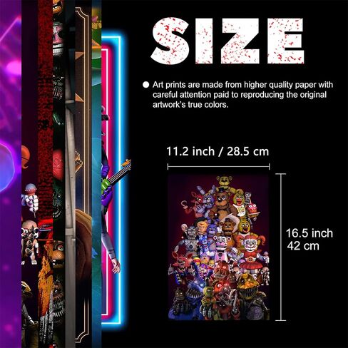 Pounchi Horror Game Posters (8 Pcs with Glue Dots) 11.2" x 16.5" Cartoon HD Printing Poster Unframed Version for Room Bedroom Club Wall Art Decor for Teens in Kuwait