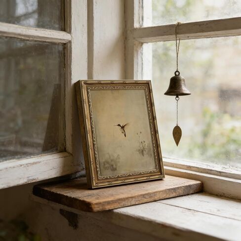 Gold Framed Wall Art, Vintage Antique Hummingbird Canvas Prints - Minimalist Rustic Nature Bird Pictures, Farmhouse Cottage Decor Gallery Artwork for Living Room, Bedroom 9x11 inch in Kuwait