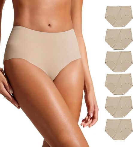 Seamless Underwear For Women Travel Panties Elastic Mid High Waisted Briefs No Show Invisible Emergency Underpants 6 Packs in Saudi Arabia