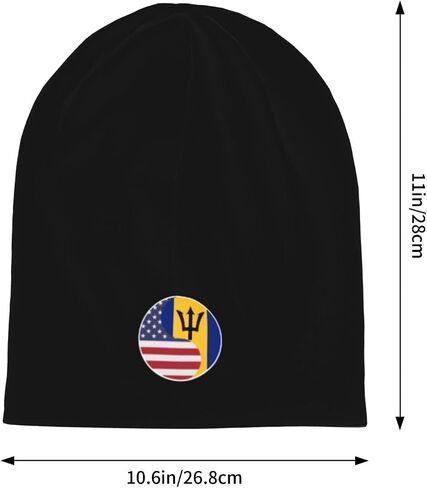 Yin Yang Flag Combination of America and Barbados Beanie Hat for Women Men Warm Skull Caps Slouchy Knit Beanie Hat Black in Saudi Arabia