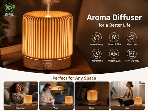 Ceramic Essential Oil Diffusers,Small Cute for Office, Home for Aromatherapy,Bedroom Humidifier Air Fragrance,Room Scent, Smell,Light Decor para Casa De Essentials Aesthetic Aroma (B) in Saudi Arabia