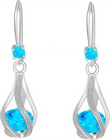925 Sterling Silver Dangle Earrings for Women Cubic Zirconia Dangling Hoop Dainty French Style Drop Hypoallergenic Trendy Jewelry for Mother Wife Daughter Anniversary Birthday Gifts in Saudi Arabia