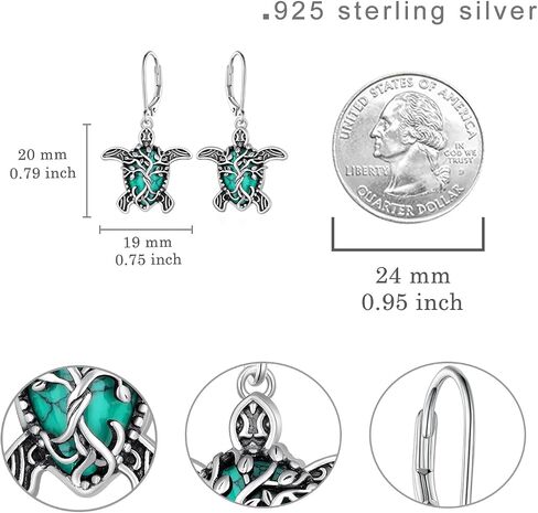 Sea Turtle Earrings 925 Sterling Silver Turquoise Tree of Life Sea Turtle Earrings for Women Turtle Jewelry Hawaii Gifts for Women in Kuwait