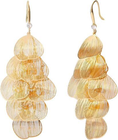Gold Dangle Earrings for Women Dangling Boho Chandelier Floral Leaf Statement Earrings Dangly Lightweight Bohemian Jewelry for Prom Party in Saudi Arabia