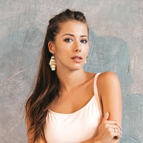 Gold Dangle Earrings for Women Dangling Boho Chandelier Floral Leaf Statement Earrings Dangly Lightweight Bohemian Jewelry for Prom Party in Saudi Arabia