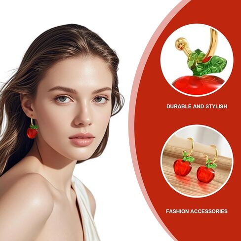 Apple Earrings for Women, Cute Red Apple Dangle Earrings, Fun Lightweight Jewelry Gift Idea for Her in Saudi Arabia