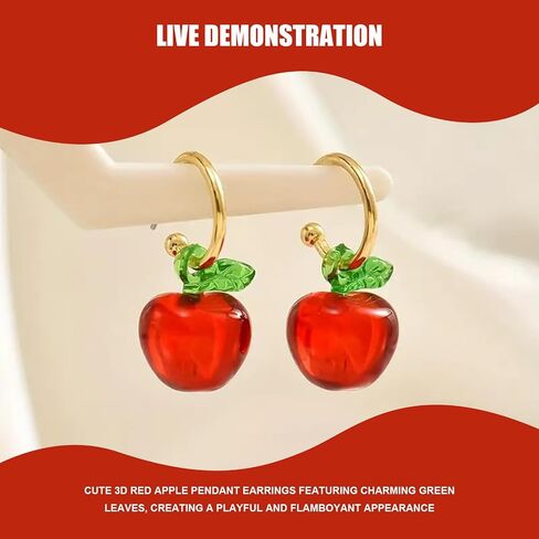 Apple Earrings for Women, Cute Red Apple Dangle Earrings, Fun Lightweight Jewelry Gift Idea for Her in Saudi Arabia