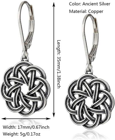 925 Sterling Silver Dangle Drop Earrings for Women, 14K Gold Trendy Celtic Knot Leverback Dangle Earrings, Lightweight Hypoallergenic Jewelry in Saudi Arabia