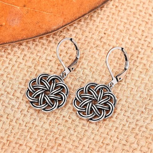 925 Sterling Silver Dangle Drop Earrings for Women, 14K Gold Trendy Celtic Knot Leverback Dangle Earrings, Lightweight Hypoallergenic Jewelry in Saudi Arabia