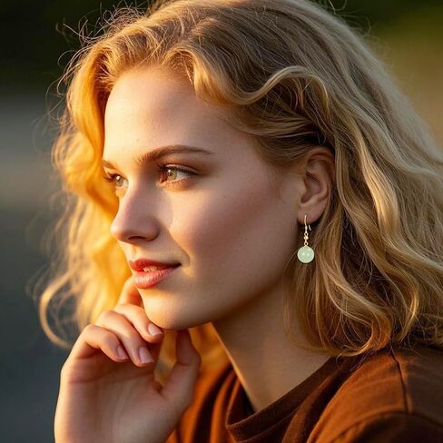 18kt Gold Over Sterling Silver Jade/Moonstone Dangle Earrings 10mm Round Bead Jewelry For Women Female Gifts in Saudi Arabia