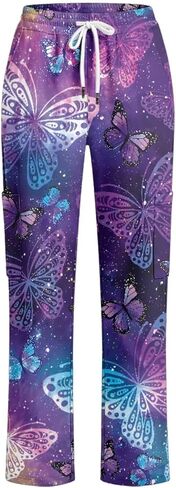 Print Scrubs for Women Set - V-Neck Top and Pants with Pockets Nurse Uniform Fun and Comfortable Workwear in Saudi Arabia