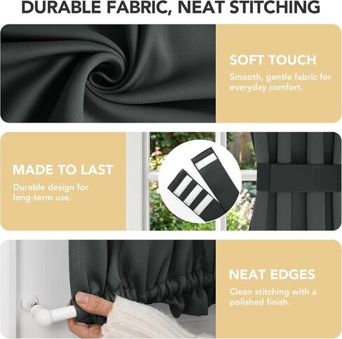 Deconovo Room Darkening Door Curtain, Thermal Insulated Privacy Panel for Glass Doors and Sidelights, Dual Rod Pocket Tieback (36W x 40L, Dark Grey, 1 Panel) in Saudi Arabia