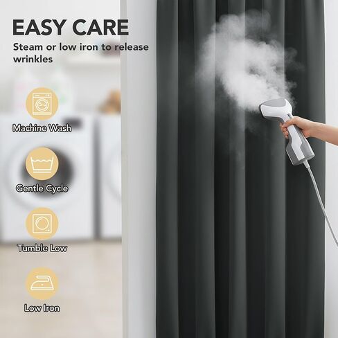 Deconovo Room Darkening Door Curtain, Thermal Insulated Privacy Panel for Glass Doors and Sidelights, Dual Rod Pocket Tieback (36W x 40L, Dark Grey, 1 Panel) in Saudi Arabia