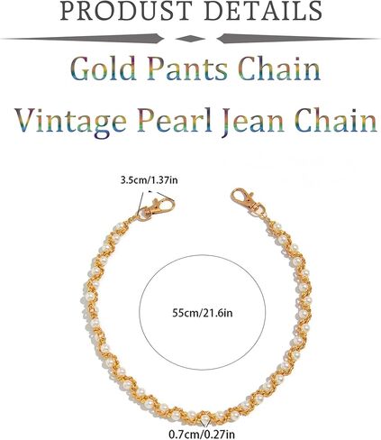 QWALIT Gold Pants Chain for Men Pocket Chain for Pants Dainty Trendy Pearl Jean Chains for Women Braid Skirt Biker Jean Chains Western Street Punk Hip Jewelry Party K-pop Music Festival Accessories in Saudi Arabia
