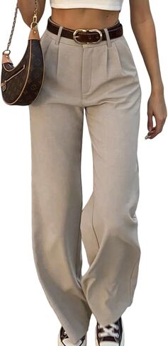 ZAFUL 2026 Dress Pants Women Wide Leg High Waist Pleated Business Casual Slacks Trousers Office Work Palazzo Pant in Saudi Arabia