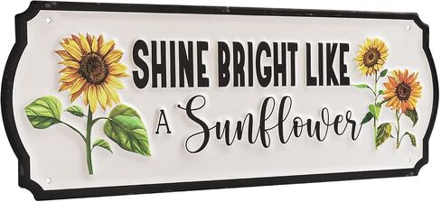 Metal Sunflower Wall Decor, 15.7"×5.9" Outdoor Sun flower Sign Fence Yard Patio Porch Garden Wall Art, Kitchen Bathroom Bedroom Decorations for Home in Saudi Arabia