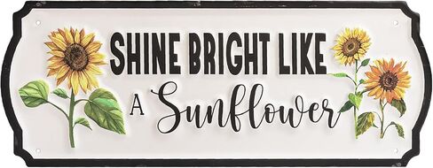 Metal Sunflower Wall Decor, 15.7"×5.9" Outdoor Sun flower Sign Fence Yard Patio Porch Garden Wall Art, Kitchen Bathroom Bedroom Decorations for Home in Saudi Arabia