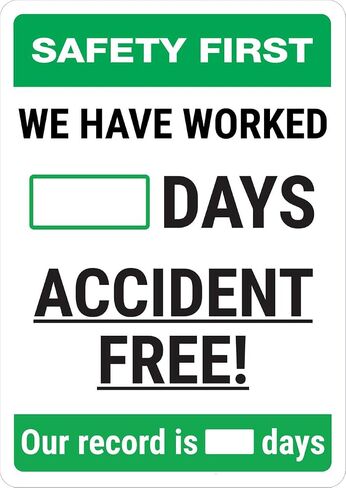 Safety First: We Have Worked Days Accident Free! Portrait - Dry Erase Wall Sign Safety Signs 8"x12" Metal Sign Danger Warning Man Cave Yard Indoor Or Outdoor in Saudi Arabia