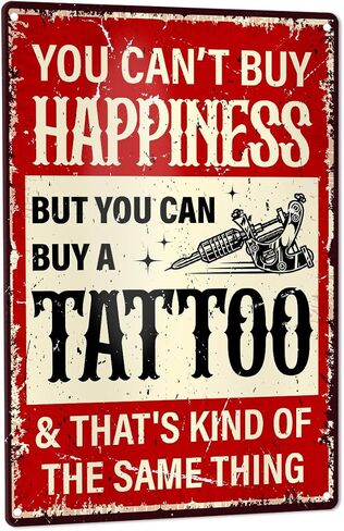 Tattoo Shop Wall Decor, American Traditional Tattoo Decor Tattoo Parlor Room Studio Man Cave Retro Metal Tin Sign Decoration Tattoo Artist Lover Gift 8" x 12" in Kuwait
