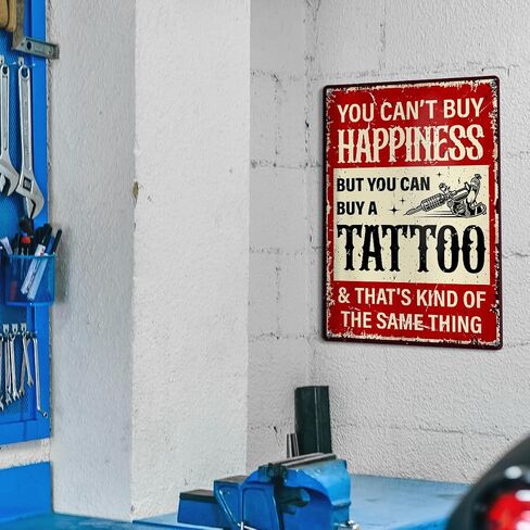 Tattoo Shop Wall Decor, American Traditional Tattoo Decor Tattoo Parlor Room Studio Man Cave Retro Metal Tin Sign Decoration Tattoo Artist Lover Gift 8" x 12" in Kuwait