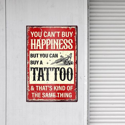 Tattoo Shop Wall Decor, American Traditional Tattoo Decor Tattoo Parlor Room Studio Man Cave Retro Metal Tin Sign Decoration Tattoo Artist Lover Gift 8" x 12" in Kuwait
