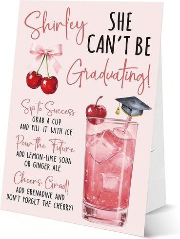 Shirley Temple Bar Table Sign, 8x11 Graduation Party Decorations with Standing, Congrats Grad Party Decorations Supplies, Graduation Centerpieces for Tables, LP03 in Saudi Arabia