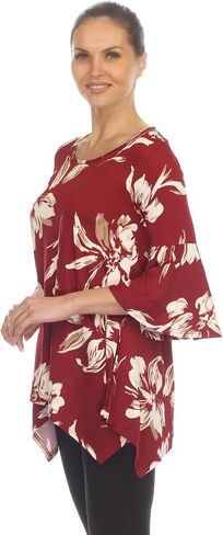 white mark Women's 3/4 Bell Sleeve Floral Tunic Top with Pockets in Saudi Arabia
