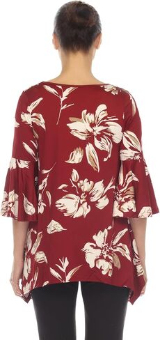 white mark Women's 3/4 Bell Sleeve Floral Tunic Top with Pockets in Saudi Arabia