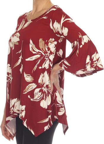 white mark Women's 3/4 Bell Sleeve Floral Tunic Top with Pockets in Saudi Arabia