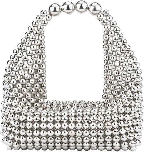 Clutch Purse for Women Summer Pearls Purses Beaded Handbag Evening Bags Handmade Weave Tote Woven Bags for Women Wedding Party Beachy Dressy Party Sweet Shoulder Bag for Vacation Travel in Saudi Arabia