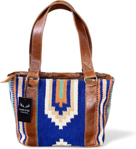 Southwestern Handwoven Wool Leather Boho Tote Western Handbag in Kuwait