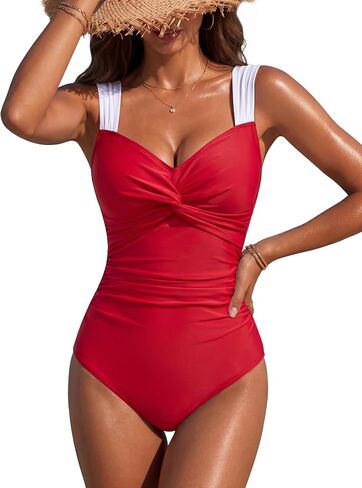 BMJL Womens One Piece Swimsuit Tummy Control Ruched Bathing Suit with Adjustable Wide Straps Full Coverage Supportive in Saudi Arabia
