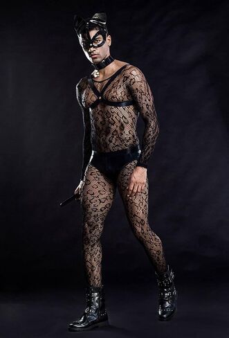 Mens Cosplay Costume Tuxedo Sexy Lingerie Set Role Play Cat Men's Uniform Gay Bar Nightclub Outfit Black in Saudi Arabia