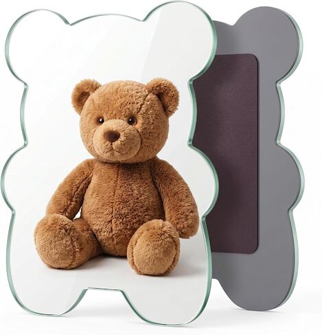 [ 5x7 inch] Cute Bear-Shaped Magnetic Locker Mirror, Aesthetic Frameless Real Glass Mirror with Magnetic Backing, HD Reflection & Polished Safety Edges for School, Gym, Fridge & Decor in Saudi Arabia