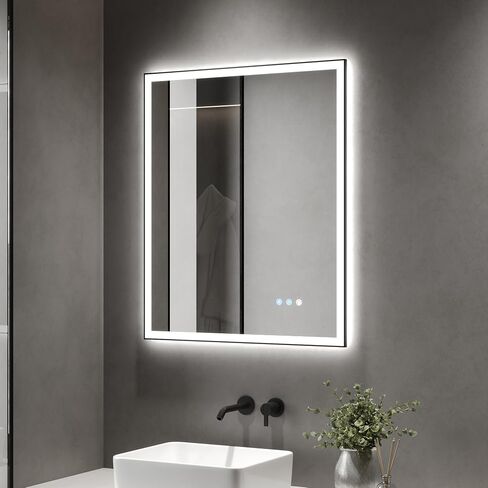 DeerValley 30" x 36" LED Bathroom Mirror with Lights, Lighted Vanity Mirror, Front and Backlit, Double Lights Strips, Anti Fog, Dimmable, Memory Function, Wall Mounted Smart Mirror in Saudi Arabia