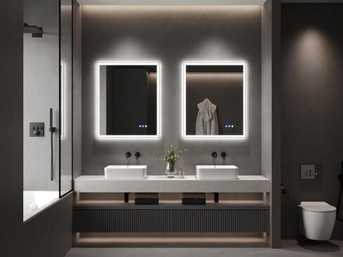 DeerValley 30" x 36" LED Bathroom Mirror with Lights, Lighted Vanity Mirror, Front and Backlit, Double Lights Strips, Anti Fog, Dimmable, Memory Function, Wall Mounted Smart Mirror in Saudi Arabia