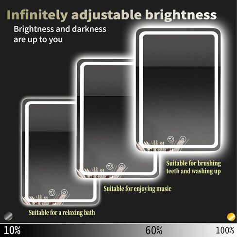 LTFUUAI 20"X28" LED Bathroom Mirror with Lights, Smart Touch 3-Color Dimming Lighted Vanity Mirror Wall Mounted, Anti-Fog Shatterproof with Front & Back Light, for Bathroom Vanity in Saudi Arabia