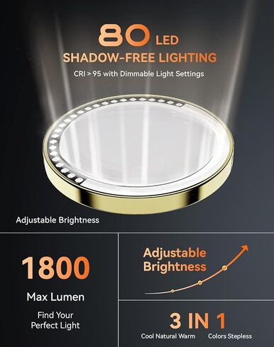 DOWRY 4000 mAh Rechargeable Lighted Makeup Mirror 10x Magnification Vanity Mirror Tabletop Two-Sided Swivel Gifts for Women Wife Mom Teengirls Mothers Day Gold Finish in Saudi Arabia