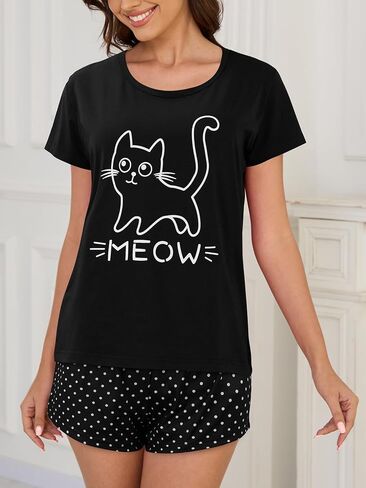 Women Short Sleeve Pajama Sets Summer Cute Shorts Pjs 2 Piece Soft Sleepwear Casual Loungewear Set for Ladies in Kuwait