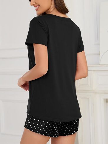 Women Short Sleeve Pajama Sets Summer Cute Shorts Pjs 2 Piece Soft Sleepwear Casual Loungewear Set for Ladies in Kuwait
