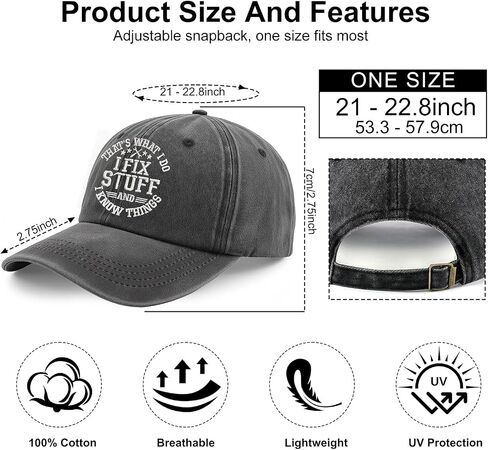 Dad Gifts Hat - I Fix Stuff Funny Gifts for Men, Black Cap Present for Father's Day Birthday Step Dad in Saudi Arabia