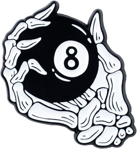 Gothic Skeleton Hand Holding 8-Ball Enamel Pin For Pool Player Billiards Lover, Pool Ball Spooky Pin Brooch, Funny Billiards Dark Humor Brooch Badge, Cue Sport Lover Lapel Badges, Goth 8 Ball Gift, Edgy Hobby Jewelry Accessories in Saudi Arabia